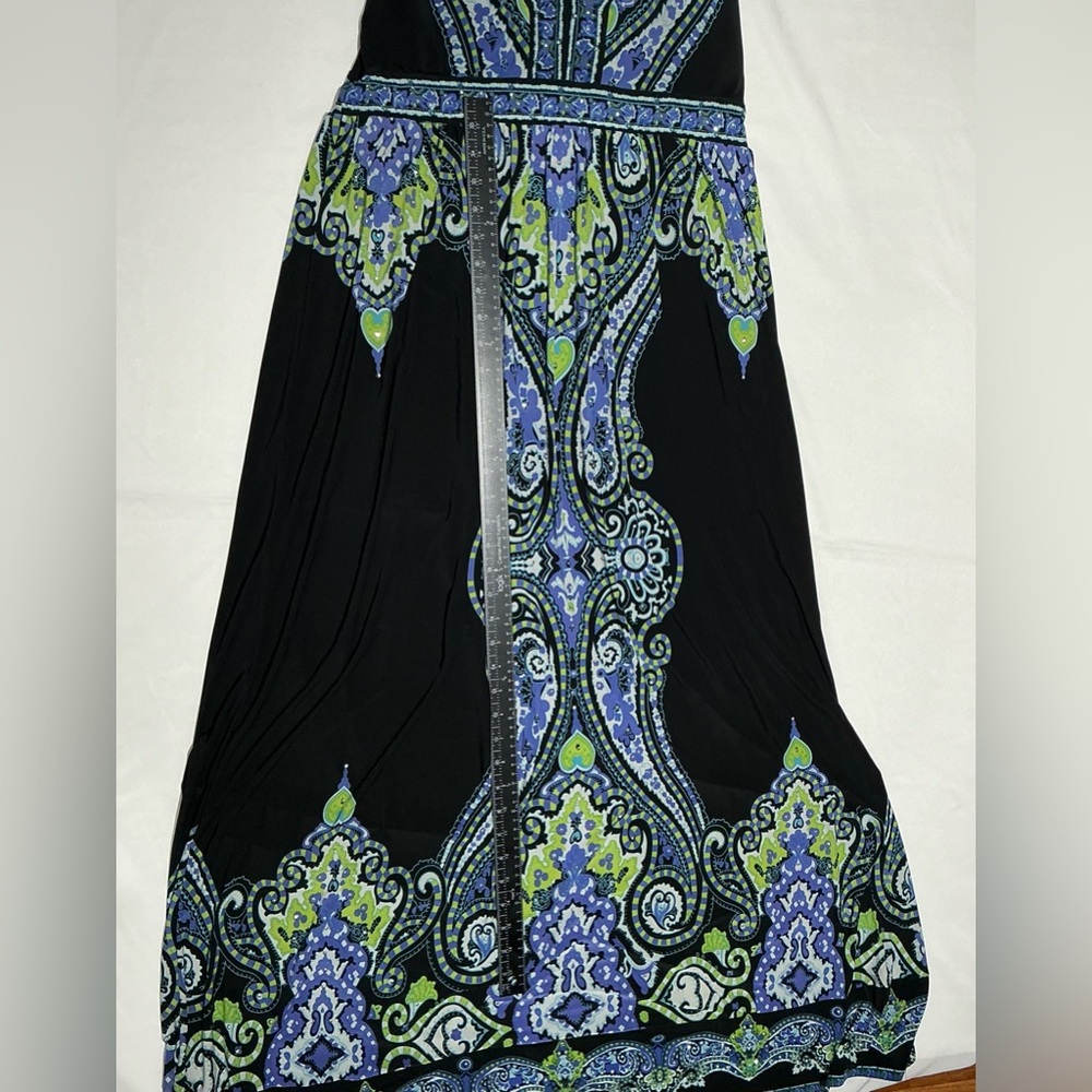 INC International Concepts Black Maxi Dress with Blue & Green Paisley Print - Picture 9 of 9
